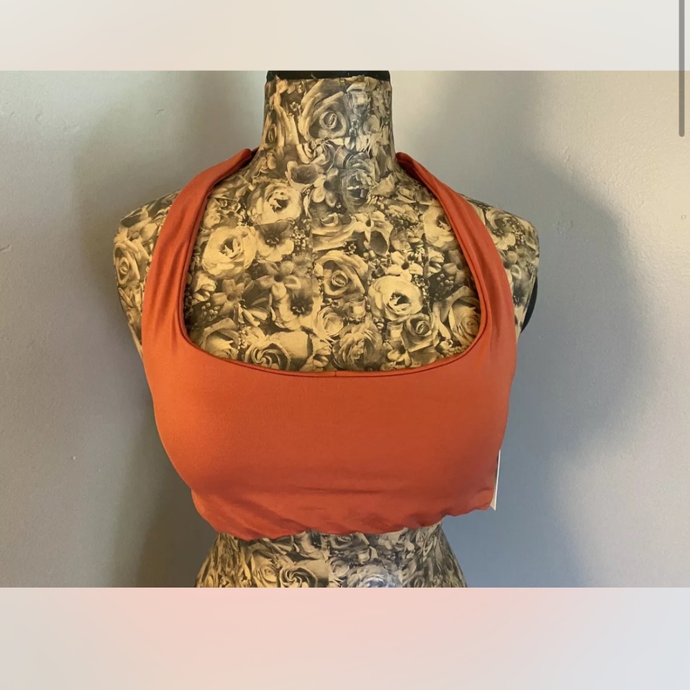 NWT BECCA Halter Tie Back Bikini Top - Clay/Orange - Size Large